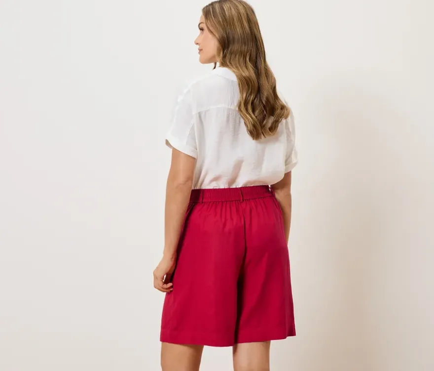 Leinen-Bermuda-Shorts, rot