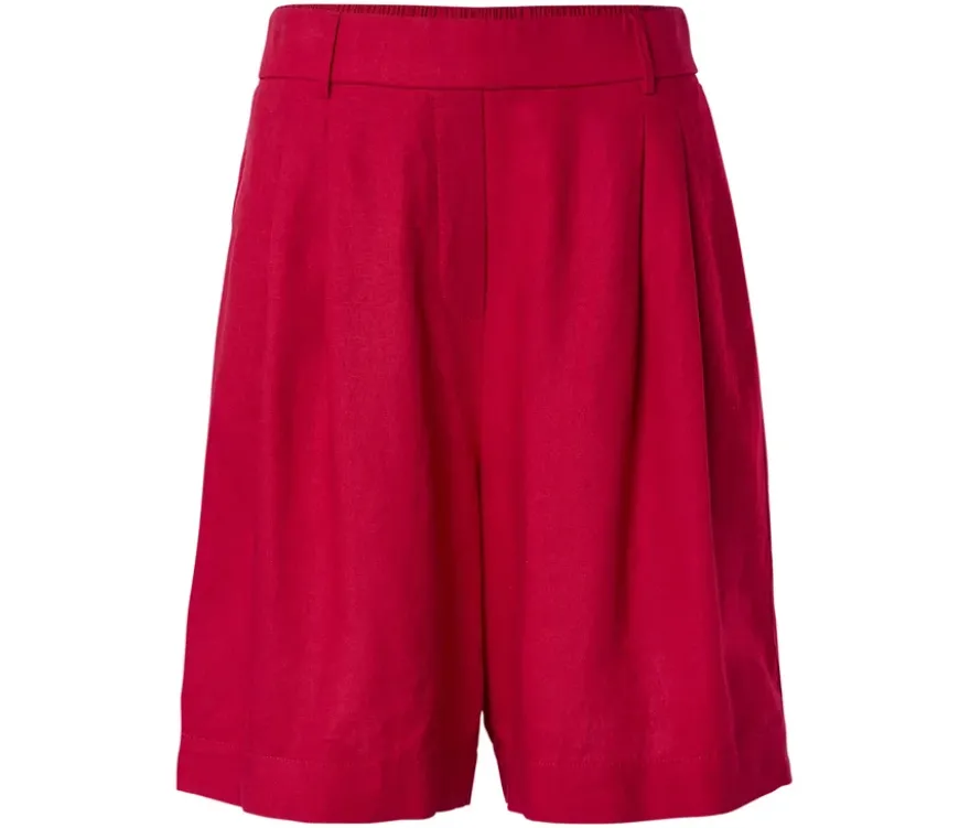 Leinen-Bermuda-Shorts, rot