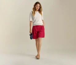 Leinen-Bermuda-Shorts, rot