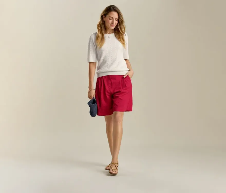 Leinen-Bermuda-Shorts, rot
