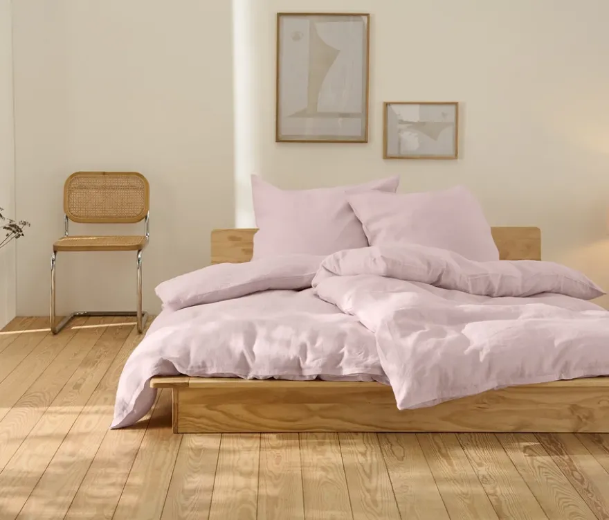 Leinen-Bettwäsche, rosé, Normalgröße