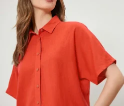 Leinenbluse, orange