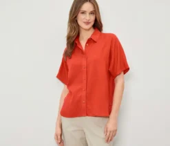 Leinenbluse, orange