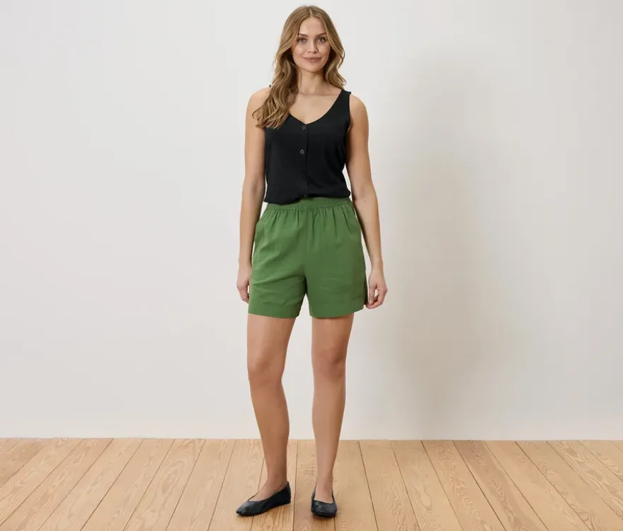 Leinenshorts, grün