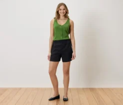 Leinenshorts, schwarz