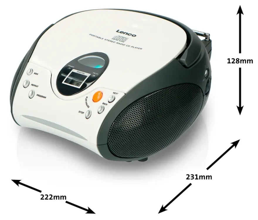 Lenco »SCD-24 Boombox« CD-Player mit Radio und Kopfhöreranschluss, weiß