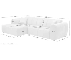Longchair links mit Sofa 2-Sitzer rechts »Loftwave«, grau
