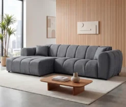 Longchair links mit Sofa 2-Sitzer rechts »Loftwave«, grau