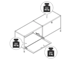 Lowboard Metall »CN3« mit Klappenfächern, schwarz