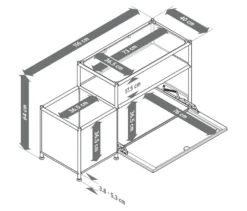Lowboard Metall »CN3« mit Klappenfach und Glasplatte, weiß