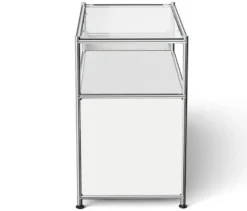 Lowboard Metall »CN3« mit Klappenfach und Glasplatte, weiß