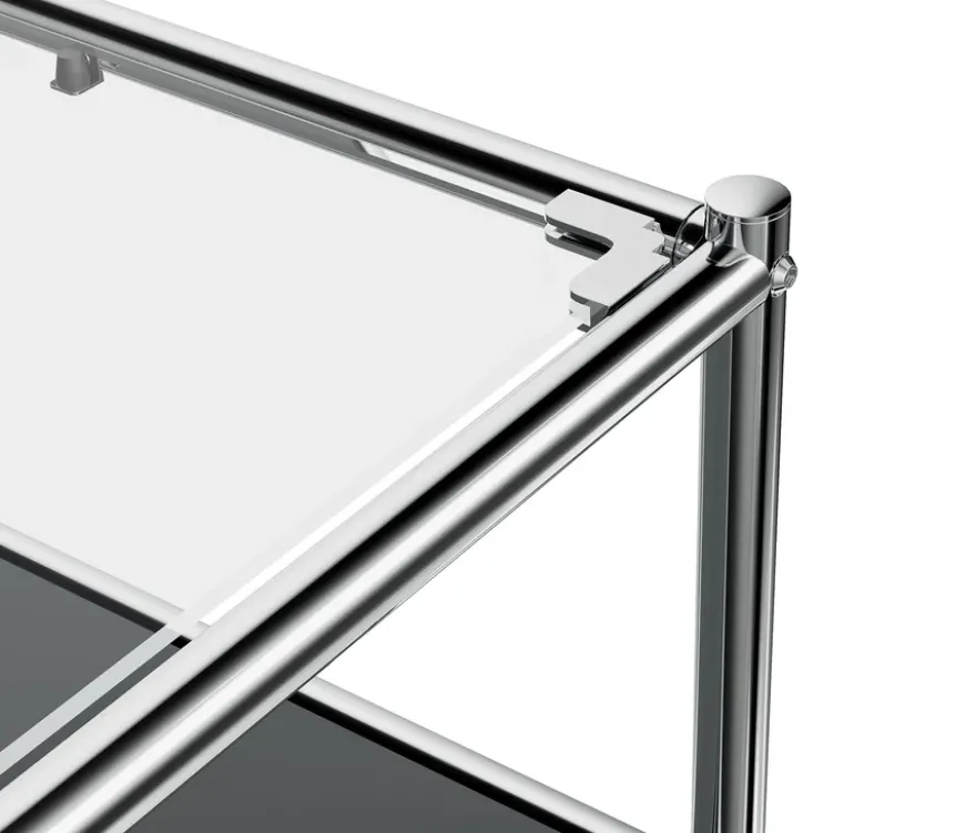 Lowboard Metall »CN3« mit Klappenfach und Glasplatte, grau
