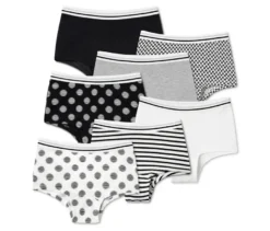 7 Mädchen-Pantys, schwarz-weiß