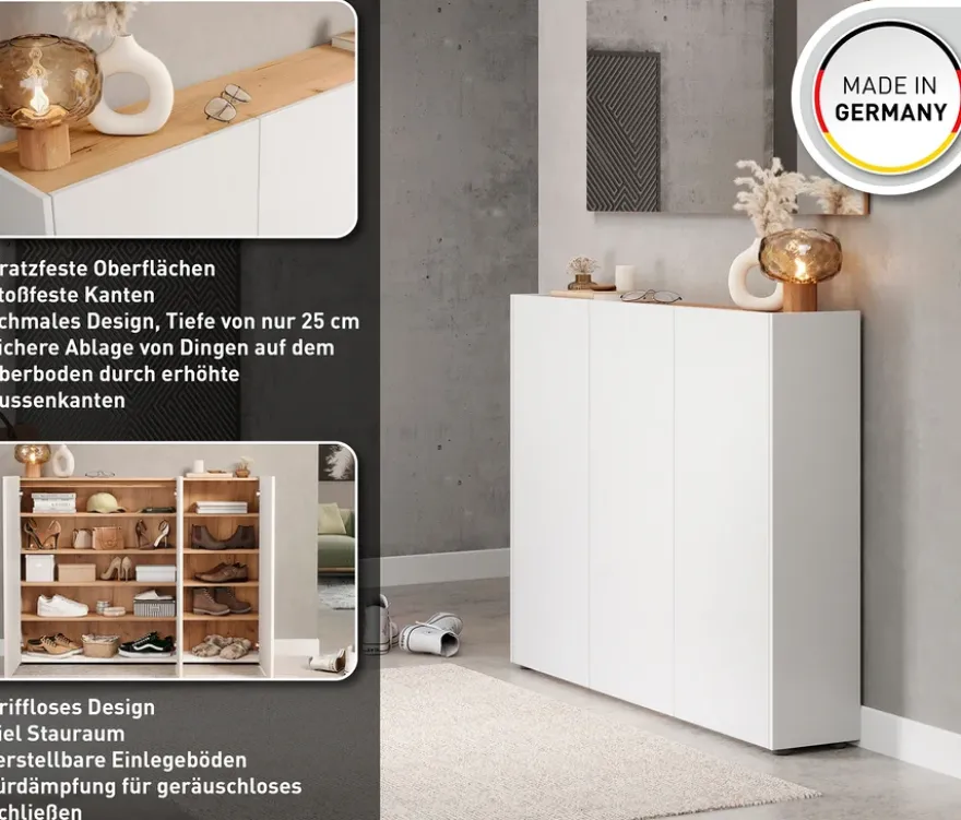 Mehrzweckschrank »Libbiano«, weiß/eiche, ca. 105 cm