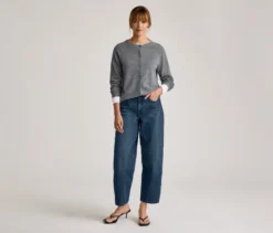 Merino-Cardigan, grau meliert