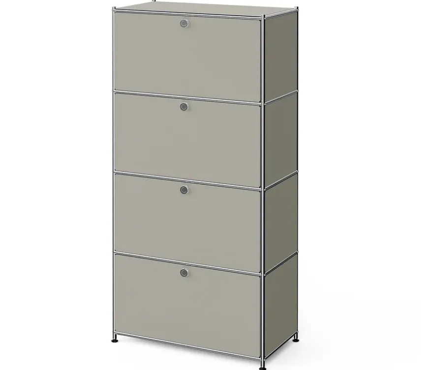Metall-Highboard »CN3« mit 4 Klappenfächern, hellgrau