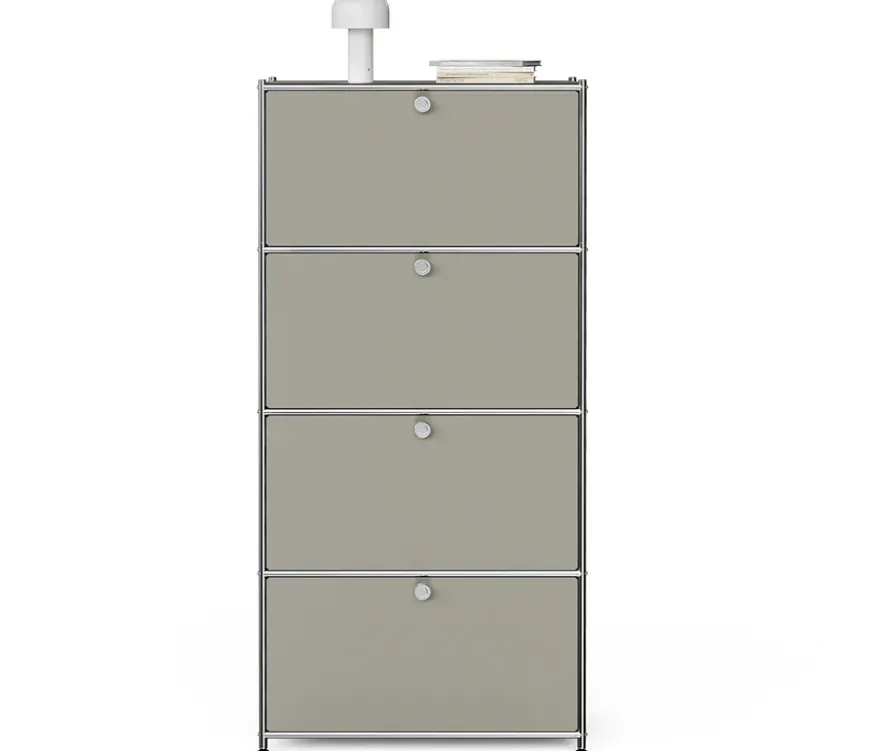 Metall-Highboard »CN3« mit 4 Klappenfächern, hellgrau