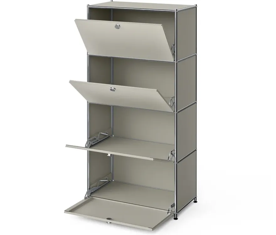 Metall-Highboard »CN3« mit 4 Klappenfächern, hellgrau
