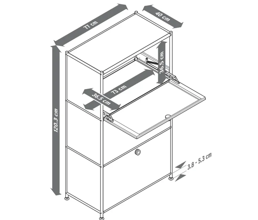 Metall-Kommode »CN3« mit 3 Klappenfächern, pistazie