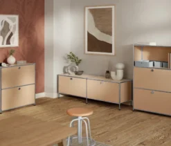 Metall-Kommode »CN3« mit 2 versetzbaren Klappenfächern, toffee
