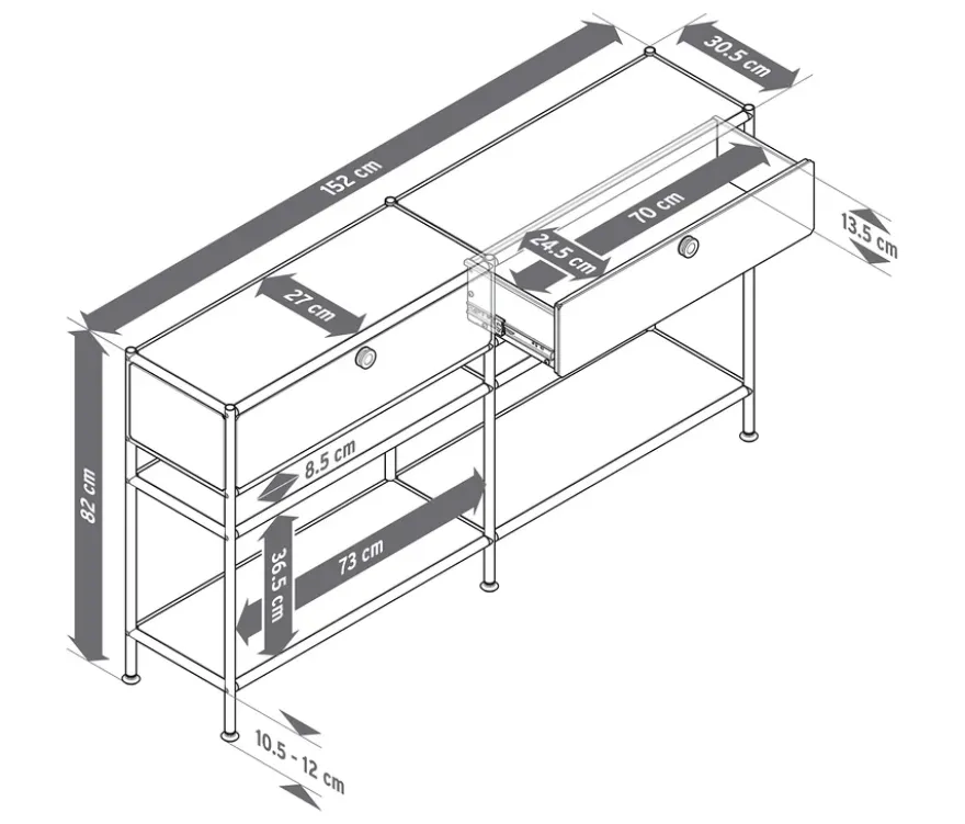 Metall-Konsole »CN3 Slim Line« mit 2 Schubladen, weiß