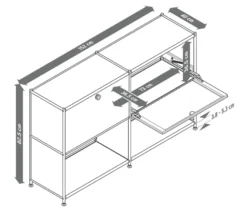 Metall-Sideboard »CN3« mit 2 versetzbaren Klappenfächern, toffee