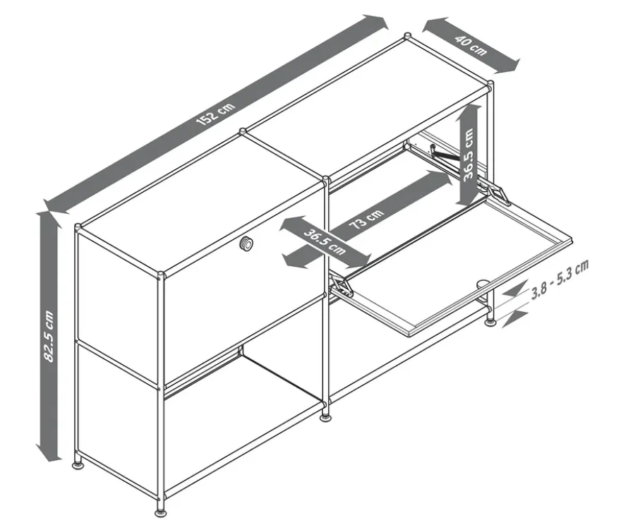 Metall-Sideboard »CN3« mit 2 versetzbaren Klappenfächern, toffee