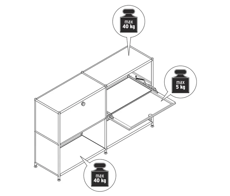 Metall-Sideboard »CN3« mit 2 versetzbaren Klappenfächern, toffee