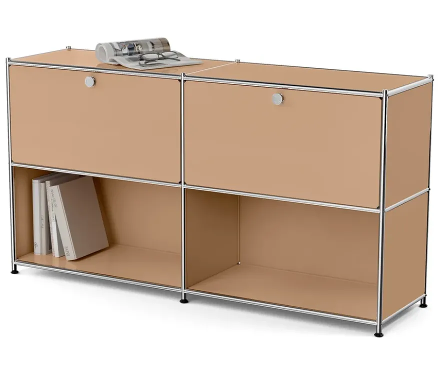 Metall-Sideboard »CN3« mit 2 versetzbaren Klappenfächern, toffee