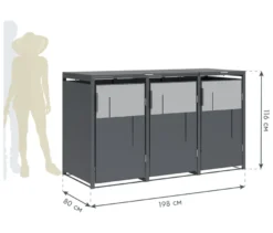 Mülltonnenbox, grau,3er