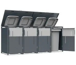 Mülltonnenbox, grau, 4er