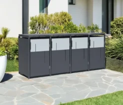 Mülltonnenbox, grau, 4er