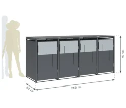 Mülltonnenbox, grau, 4er
