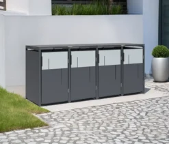 Mülltonnenbox, grau, 4er