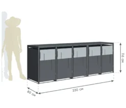 Mülltonnenbox, grau, 5er