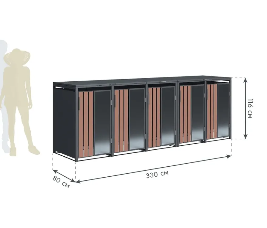 Mülltonnenbox, Holzoptik, 5er
