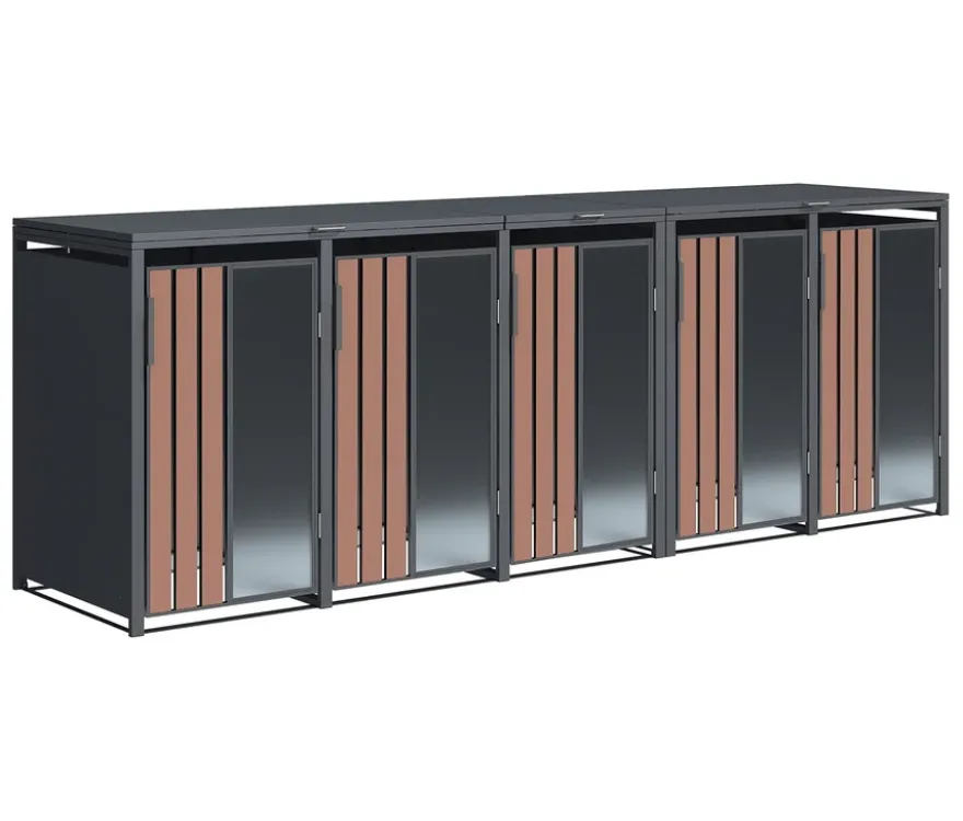Mülltonnenbox, Holzoptik, 5er