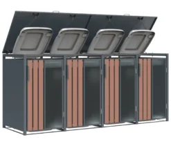 Mülltonnenbox, Holzoptik, 4er