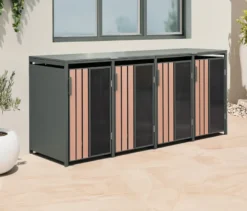 Mülltonnenbox, Holzoptik, 4er