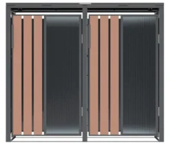 Mülltonnenbox, Holzoptik, 2er