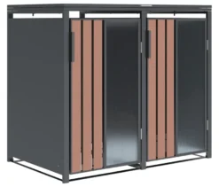Mülltonnenbox, Holzoptik, 2er