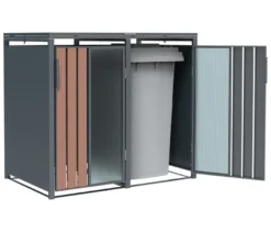 Mülltonnenbox, Holzoptik, 2er