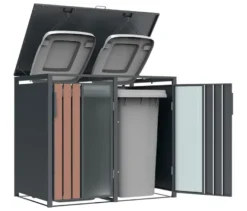Mülltonnenbox, Holzoptik, 2er