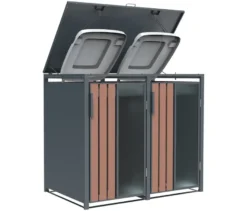 Mülltonnenbox, Holzoptik, 2er