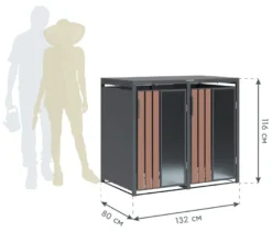 Mülltonnenbox, Holzoptik, 2er