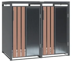 Mülltonnenbox, Holzoptik, 2er