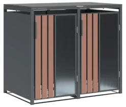 Mülltonnenbox, Holzoptik, 2er