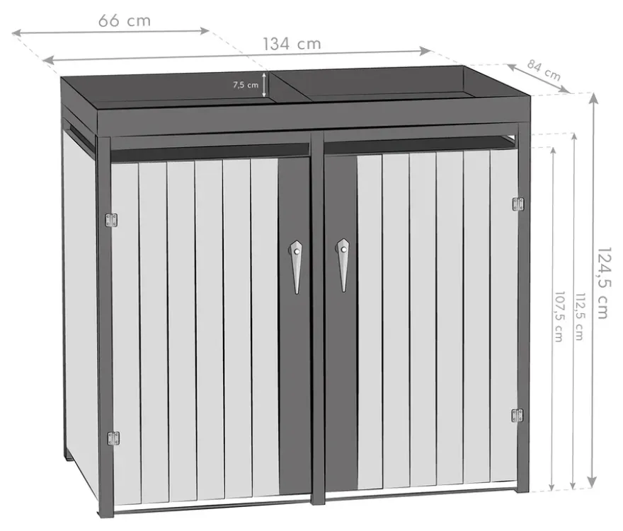 Mülltonnenbox mit Blumenkasten, 2er