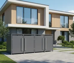Mülltonnenbox mit Trethebel für 4 Mülltonnen á 240 l