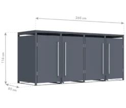 Mülltonnenbox mit Trethebel für 4 Mülltonnen á 240 l